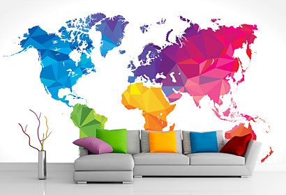 fototapeta 3d colourful world map